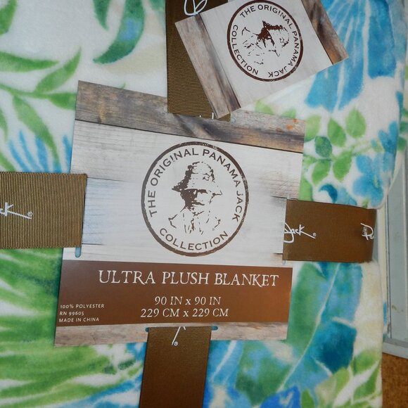 Panama Jack Tropical Floral Print Ultra Plush Throw Blanket 90" x90"📦⌚🏃🏻💨⚡🚚 - Picture 6 of 16